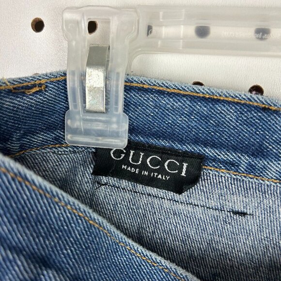 Baggy Jean Shorts Sz 34 Jorts Wide Leg Skate Y2K Distressed Work Wear 90s Italy - Picture 6 of 7